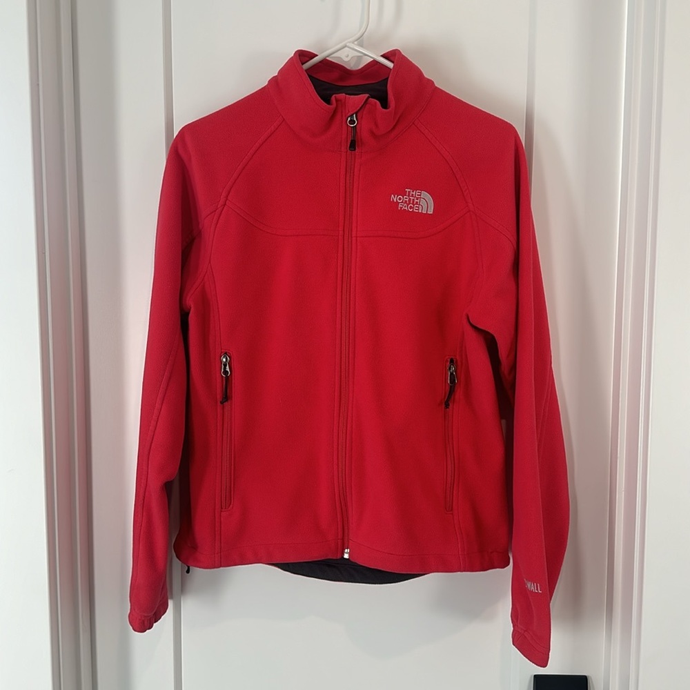 North face jacket windfall pink red